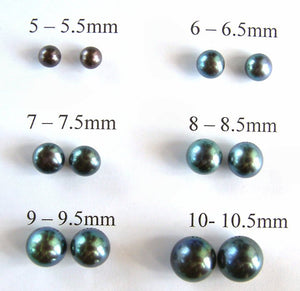 Pearl Stud Earrings on Silver - Dark Grey