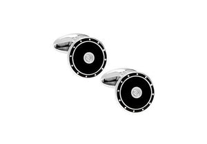 Black Enamel and Diamond Cufflinks