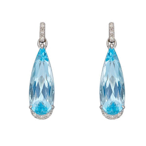 Blue Topaz and Diamond Teardrop Earrings
