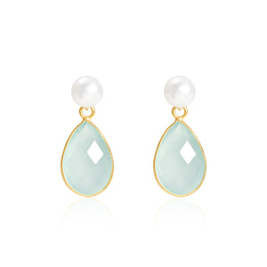 Pearl and Gemstone Drop Earrings