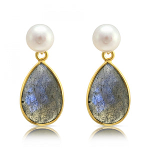 Pearl and Gemstone Drop Earrings