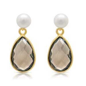Pearl and Gemstone Drop Earrings