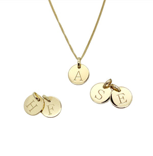 Gold Disc Initial Necklace