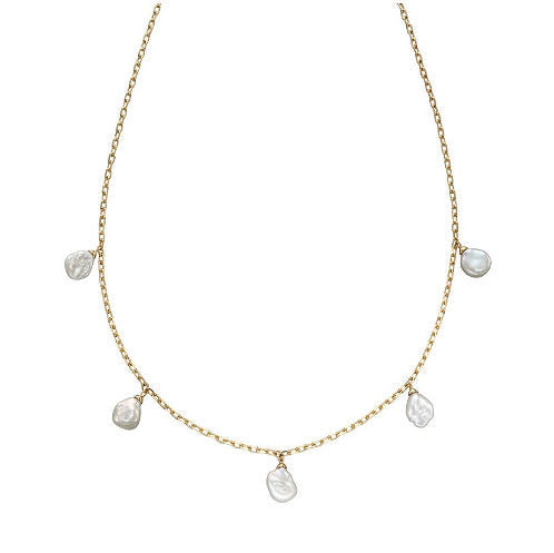 Keshi Pearl and Chain Necklace