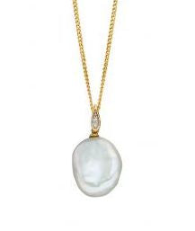 Keshi Pearl and Diamond Pendant