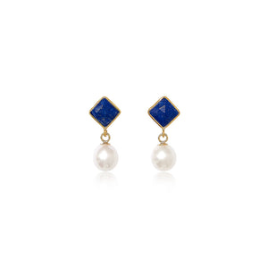 Gemstone and Pearl Drop Earrings