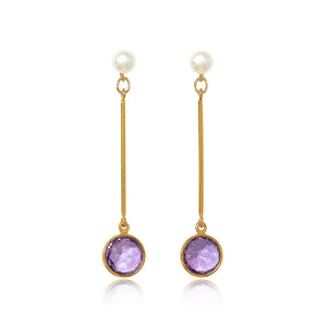 Pearl and Gemstone Long Drop Earrings