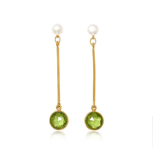 Pearl and Gemstone Long Drop Earrings