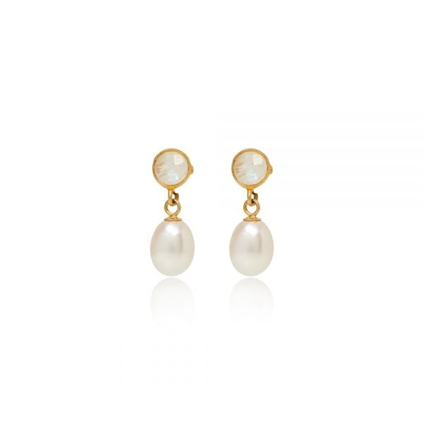 Gold teardrop pearl earrings shop