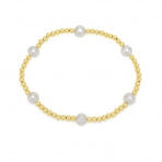 White Pearl and Bead Stretch Bracelet