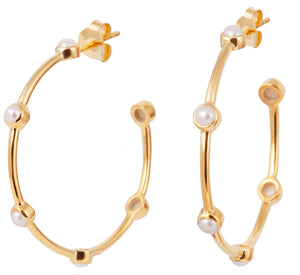 Pearl Open Hoop Earrings