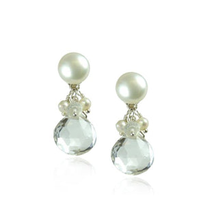 Pearl and Gem Cluster Earrings