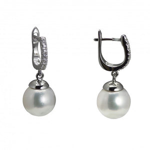 South Sea Pearl and Diamond Huggy Earrings