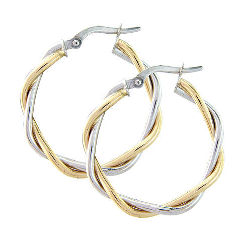 Pori Jewelry 14K Gold Round Twisted Two-Tone Hoop Earrings Unisex